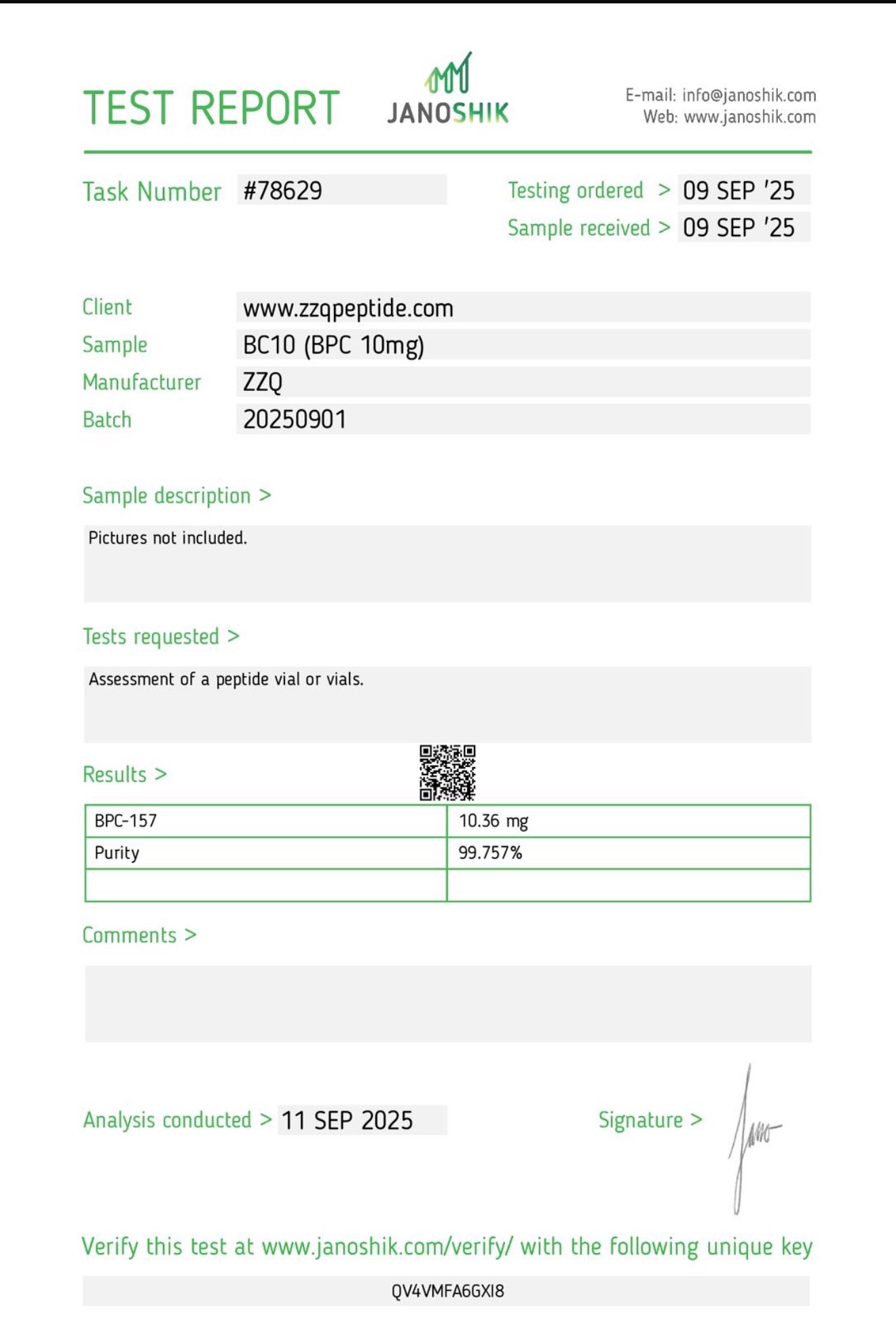 BPC-157 - Certificate of Analysis